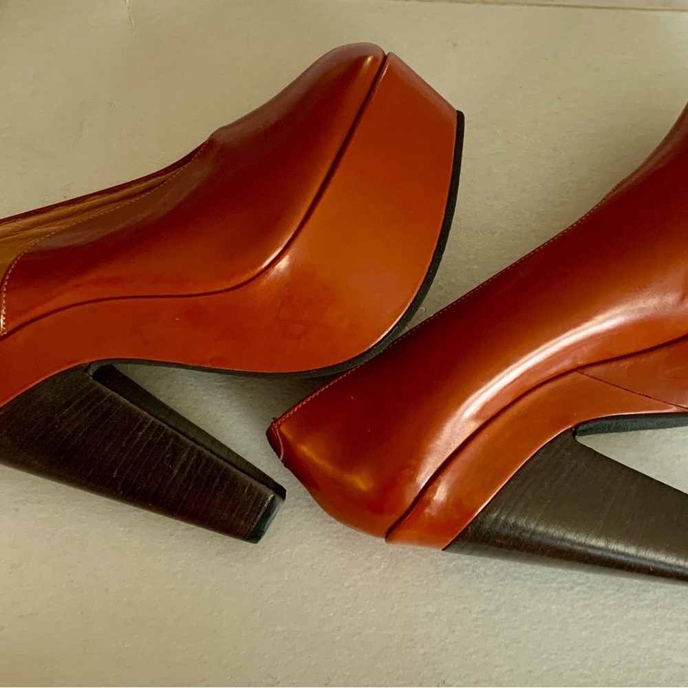 Robert Clergerie Burnt Orange Platform Heels - Picture 6 of 9